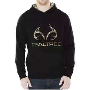 Y2K Realtree Black Camo Logo Hooded Long‎ Sleeve Hoodie Sweater